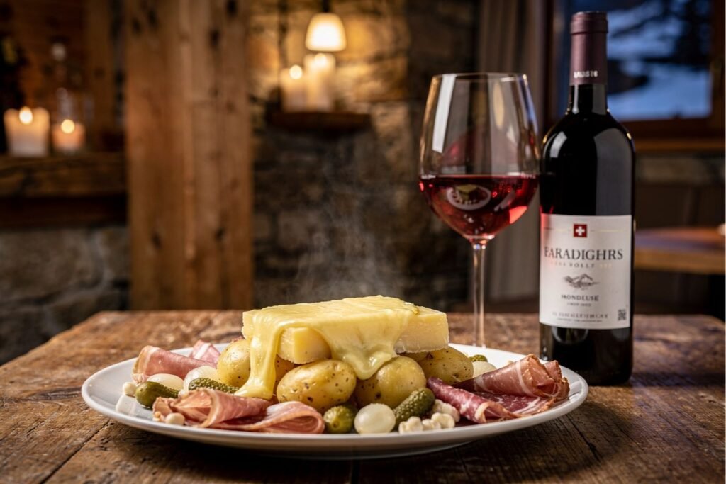 Vin rouge avec raclette